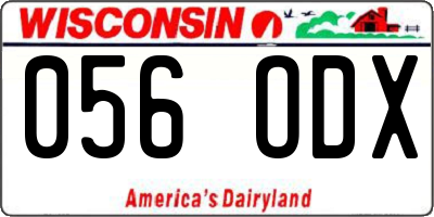 WI license plate 056ODX