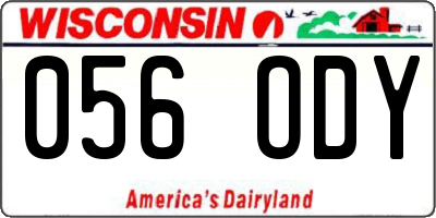 WI license plate 056ODY