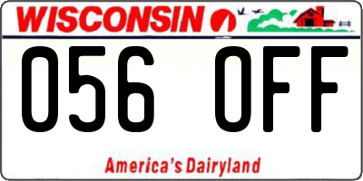 WI license plate 056OFF