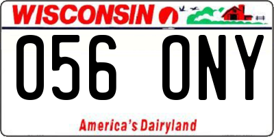 WI license plate 056ONY