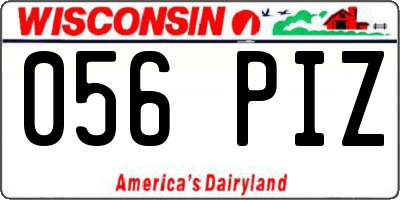WI license plate 056PIZ