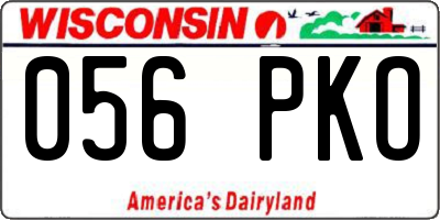 WI license plate 056PKO