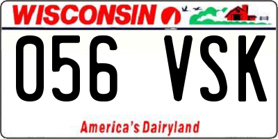 WI license plate 056VSK