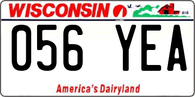 WI license plate 056YEA