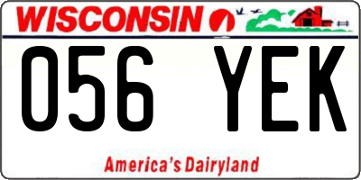 WI license plate 056YEK