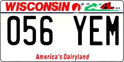 WI license plate 056YEM