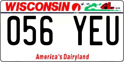 WI license plate 056YEU