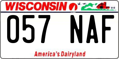WI license plate 057NAF