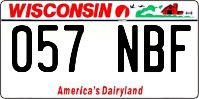 WI license plate 057NBF