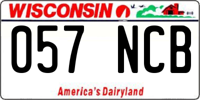 WI license plate 057NCB