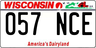 WI license plate 057NCE