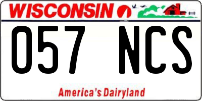 WI license plate 057NCS