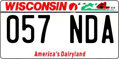 WI license plate 057NDA