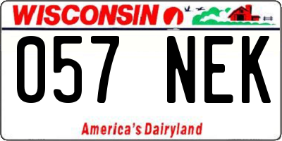 WI license plate 057NEK