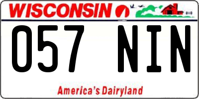 WI license plate 057NIN