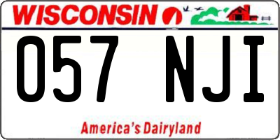 WI license plate 057NJI