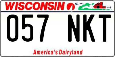 WI license plate 057NKT