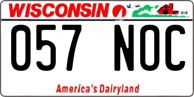 WI license plate 057NOC