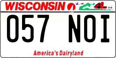 WI license plate 057NOI
