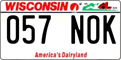 WI license plate 057NOK