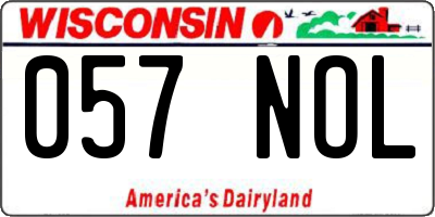 WI license plate 057NOL