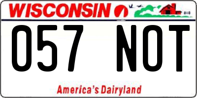 WI license plate 057NOT