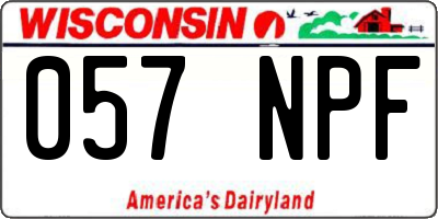 WI license plate 057NPF