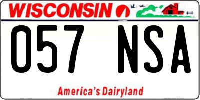 WI license plate 057NSA
