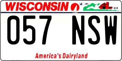 WI license plate 057NSW