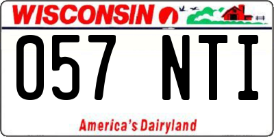 WI license plate 057NTI