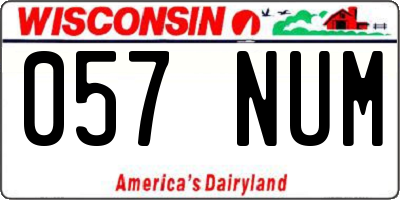 WI license plate 057NUM