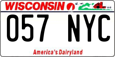 WI license plate 057NYC
