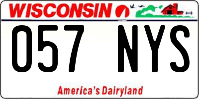 WI license plate 057NYS