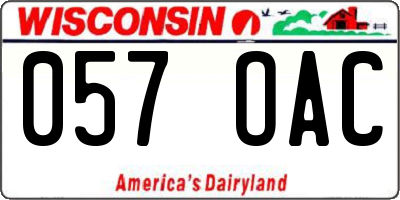WI license plate 057OAC