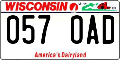 WI license plate 057OAD