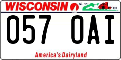 WI license plate 057OAI