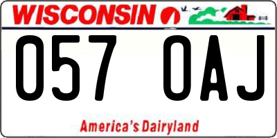 WI license plate 057OAJ
