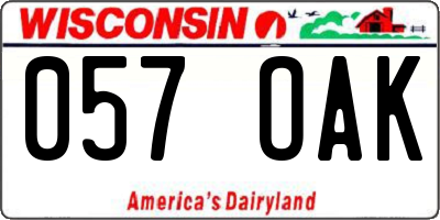 WI license plate 057OAK