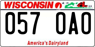 WI license plate 057OAO