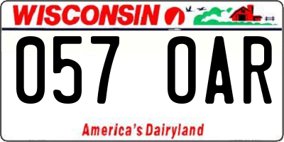 WI license plate 057OAR