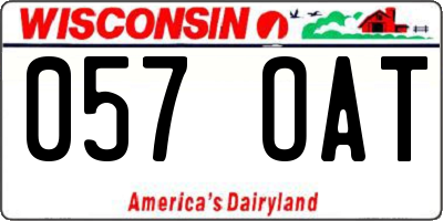 WI license plate 057OAT