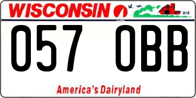 WI license plate 057OBB