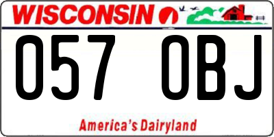 WI license plate 057OBJ