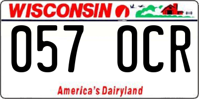 WI license plate 057OCR