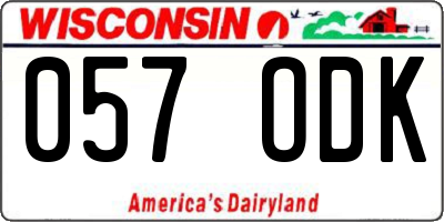 WI license plate 057ODK