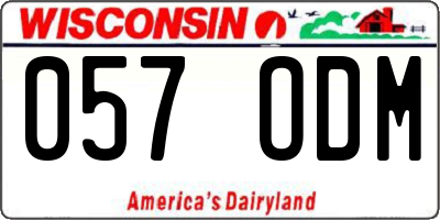 WI license plate 057ODM