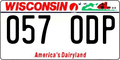 WI license plate 057ODP
