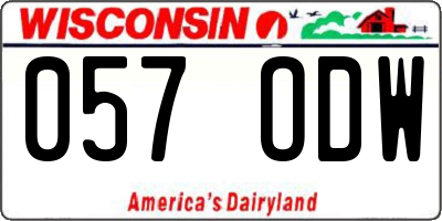 WI license plate 057ODW