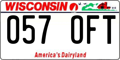 WI license plate 057OFT