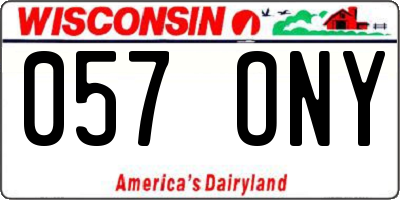 WI license plate 057ONY